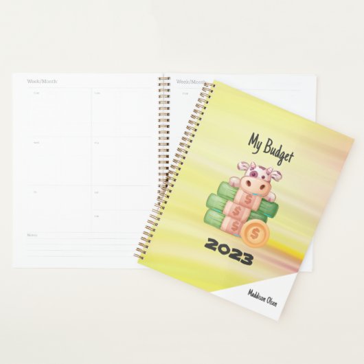 Mijn budget klaagt geld Koe op marmer met naam Planner (Display)