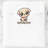 Mijn buik doet pijn! Schattigee hondenwoordspeling Ronde Sticker (Tas)