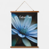 Mijn buitenkant Oasis", blauwe ventilator op zwart Hangend Wandkleed (Voorkant)