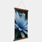 Mijn buitenkant Oasis", blauwe ventilator op zwart Hangend Wandkleed (Gebogen)