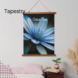 Mijn buitenkant Oasis", blauwe ventilator op zwart Hangend Wandkleed