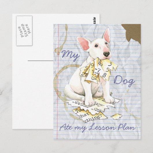 Mijn bull Terrier Ate Mijn Lesson Plan Briefkaart (Voorkant / Achterkant)