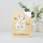Mijn Bull Terrier Ate Mijn thuiswerk Briefkaart (Staand voorkant)