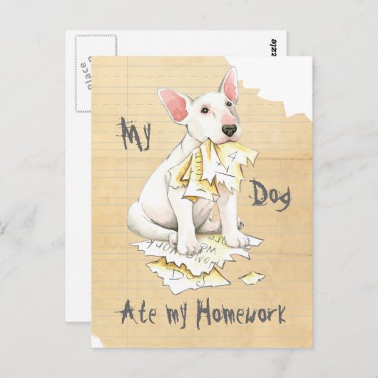 Mijn Bull Terrier Ate Mijn thuiswerk Briefkaart (Voorkant / Achterkant)
