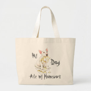 Mijn Bull Terrier Ate Mijn thuiswerk Grote Tote Bag