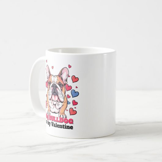 Mijn Bulldog is mijn Valentijn Schattige Funny Koffiemok (Voorkant links)