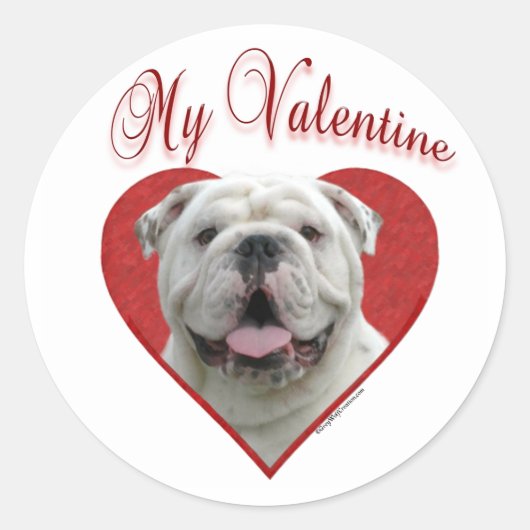 Mijn Bulldog Valentijn Ronde Sticker (Voorkant)