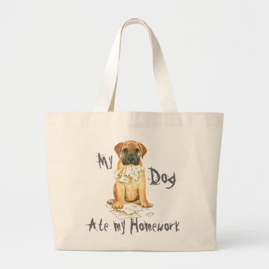 Mijn Bullmastiff Ate Mijn Homework Grote Tote Bag (Voorkant)