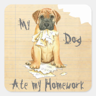 Mijn Bullmastiff Ate Mijn Homework Vierkante Sticker