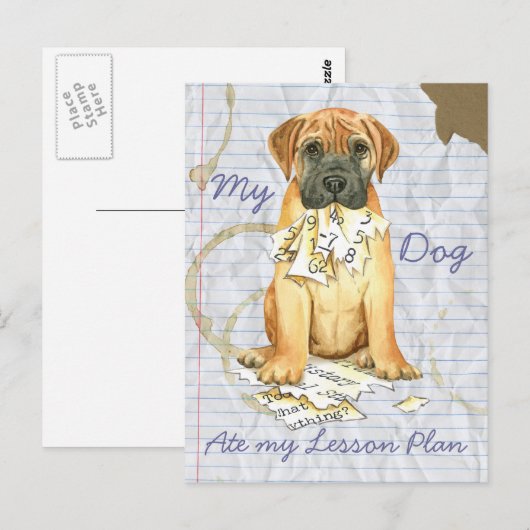 Mijn Bullmastiff Ate Mijn Lesson Plan Briefkaart (Voorkant / Achterkant)