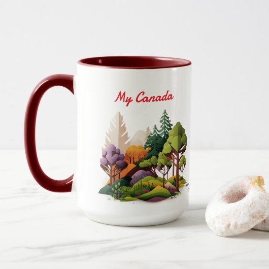 Mijn Canada Red en Groenen NATUUR Mok (Met donut)