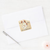 Mijn Cavalier Ate Mijn thuiswerk Vierkante Sticker (Envelop)