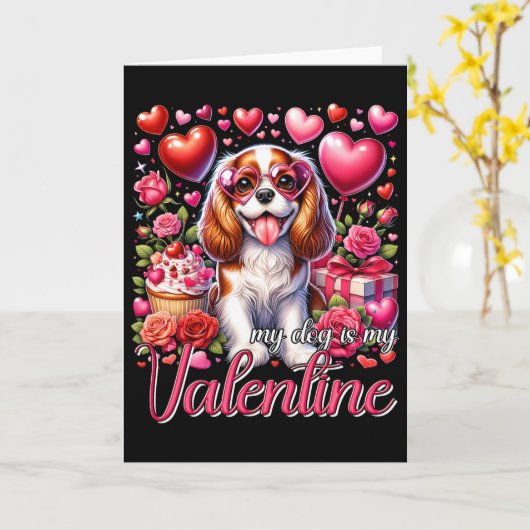 Mijn Cavalier King Charles Spaniel is mijn Valenti Kaart (Gele Bloem)