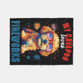 Mijn Cavapoo houdt van vuurwerk 4th of July Patrio Fleece Deken (Voorkant (Horizontaal))