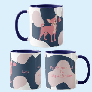 Mijn Chihuahua is mijn Valentijn Persoonlijke Navy Mok
