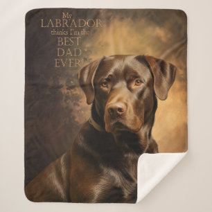 Mijn chocolade labrador denkt dat ik de beste papa sherpa deken