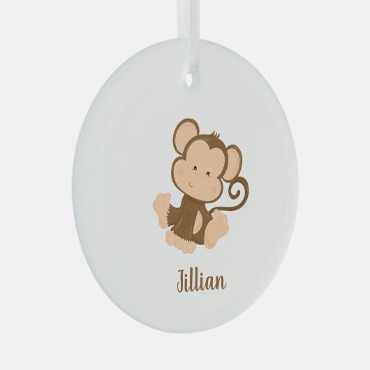 Mijn Circus Mijn aap met aangepaste naam Glas Ornament (Voorkant Rechts)