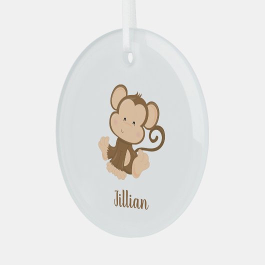Mijn Circus Mijn aap met aangepaste naam Glas Ornament (Voorkant links)