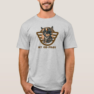 Mijn Co-Piloot typografie & Hond Piloot,Luchtvaart T-shirt