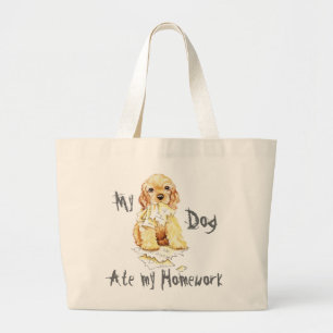 Mijn Cocker Spaniel Ate Mijn thuiswerk Grote Tote Bag