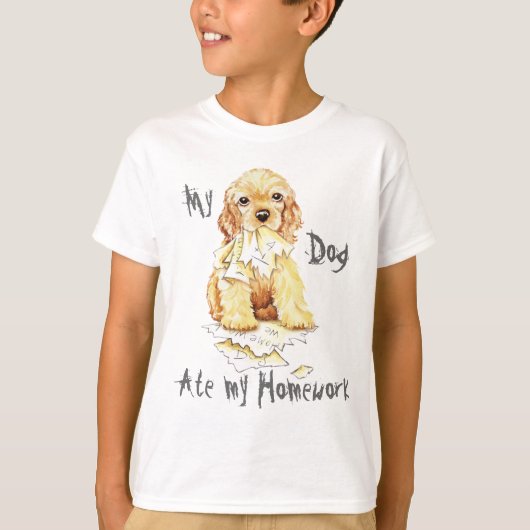 Mijn Cocker Spaniel Ate Mijn thuiswerk T-shirt (Voorkant)