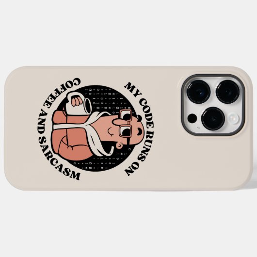 MIJN CODE DRAAIT OP KOFFIE EN SARCASME Case-Mate iPhone CASE (Achterkant (horizontaal))