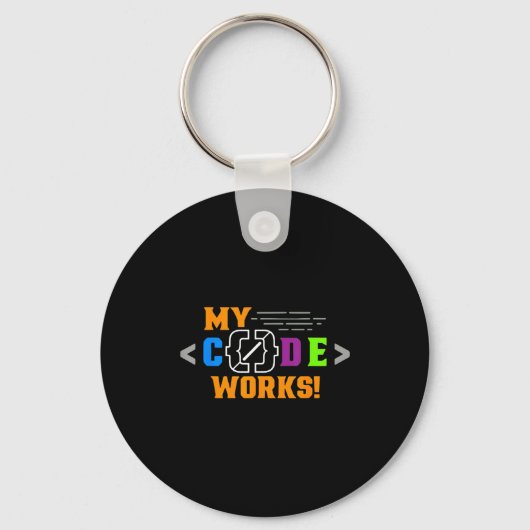 Mijn code werkt grappig programmeur codeersoftware sleutelhanger (Voorkant)