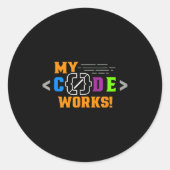 Mijn code werkt grappig programmeur die software c ronde sticker (Voorkant)