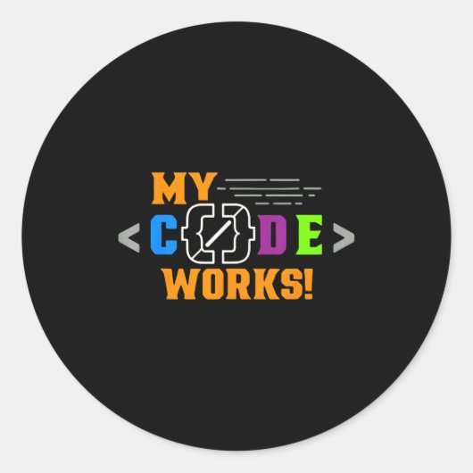 Mijn code werkt grappig programmeur die software c ronde sticker (Voorkant)