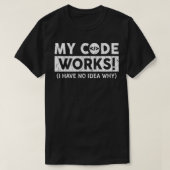 Mijn code werkt grappig programmeur t-shirt (Design voorkant)