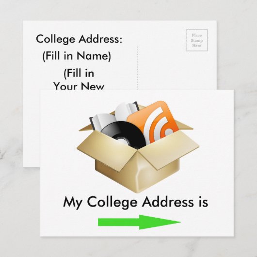 Mijn college adres aankondiging Briefkaart (Voorkant / Achterkant)