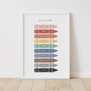 Mijn Colors Crayon Educatief Classroom Decor Poster
