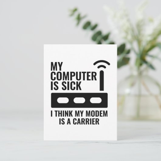 Mijn computer is ziek briefkaart (Staand voorkant)