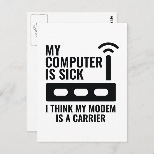 Mijn computer is ziek briefkaart (Voorkant / Achterkant)