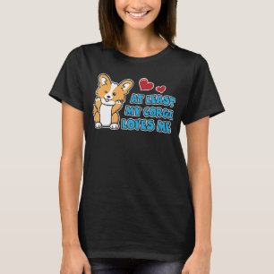 Mijn Corgi houdt tenminste van me Schattige knipog T-shirt