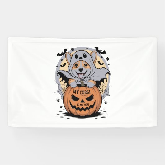 Mijn Corgi is mijn boek Halloween Spandoek (Horizontaal)