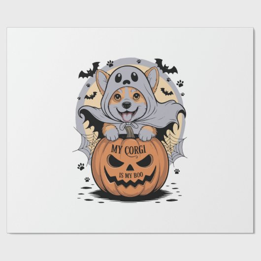 Mijn Corgi is mijn Boo Halloween Cadeaupapier (Vlak)