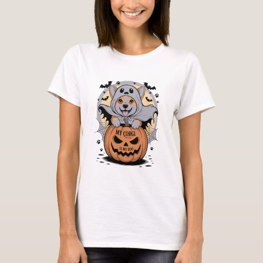Mijn Corgi is mijn Boo Halloween T-shirt (Voorkant)