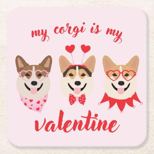 Mijn Corgi is mijn Valentijn Kartonnen Onderzetters (Voorkant)
