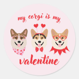Mijn Corgi is mijn Valentijn Ronde Sticker