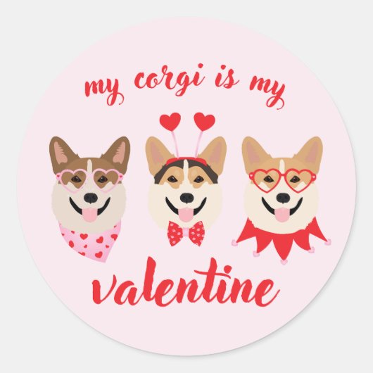 Mijn Corgi is mijn Valentijn Ronde Sticker (Voorkant)