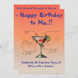 Mijn Cosmopolitan verjaardagsfeestje uitnodiging