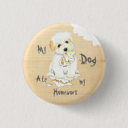 Mijn Coton Ate Mijn thuiswerk Ronde Button 3,2 Cm (Voorkant)