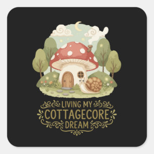 Mijn Cottagecore Droom Leven   Schattig Whimsicaal Vierkante Sticker