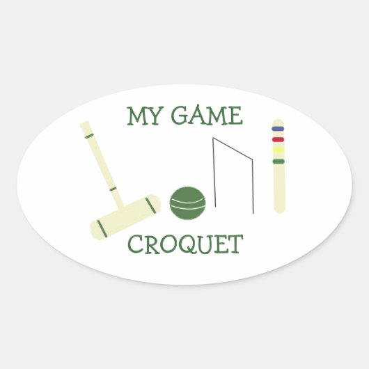 Mijn Croquet Spel Ovale Sticker (Voorkant)