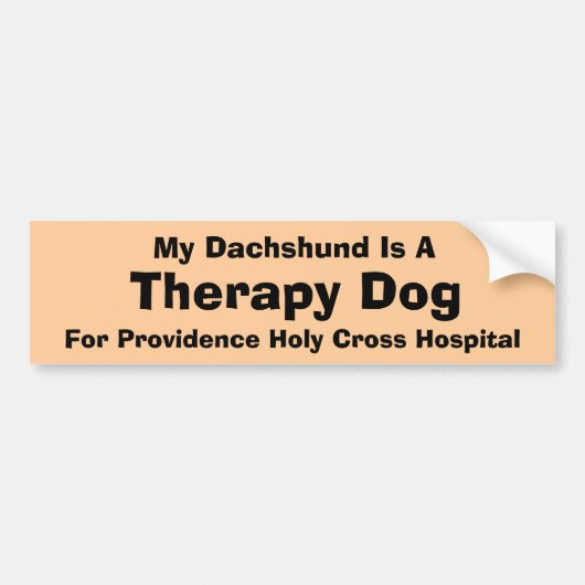 Mijn Dachshund is een therapie hond Bumpersticker (Voorkant)