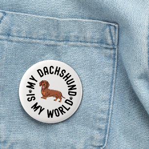 Mijn Dachshund Is Mijn Wereld Hond Quote Ronde Button 5,7 Cm