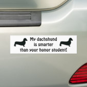 Mijn Dachshund is slimmer dan je eerling student Bumpersticker (Op auto)