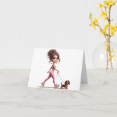 Mijn Dachshund lopen Kaart (Gele Bloem)