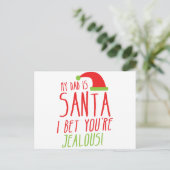 Mijn DAD is KERSTMAN I wedde u JALOERSE Grappig Feestdagenkaart (Staand voorkant)